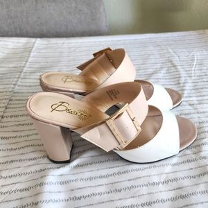 Beacon, mila pink faux leather slip on heel